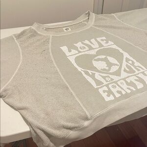 We The Free Love Your Earth Oversized Cotton Sweatshirt Light Sage BOHO XL